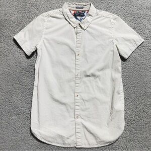 👉 Cactus Boys White Micro Dot Button Down Shirt Floral Detail Size 13/14